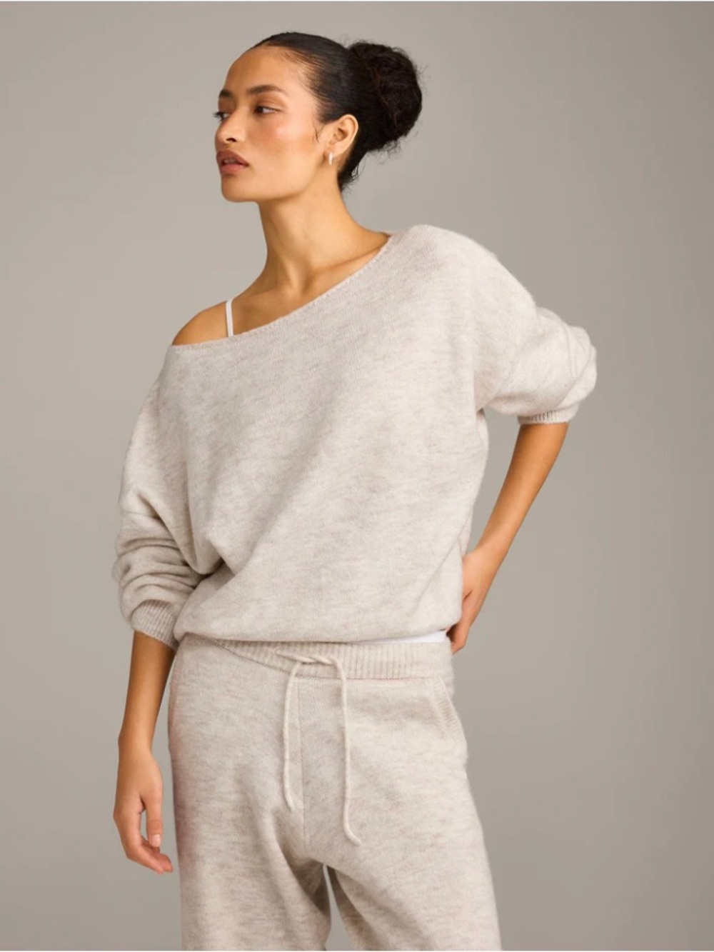 Oversized Knit Off-The-Shoulder Sweater and Oversized Knit Straight Leg Pants